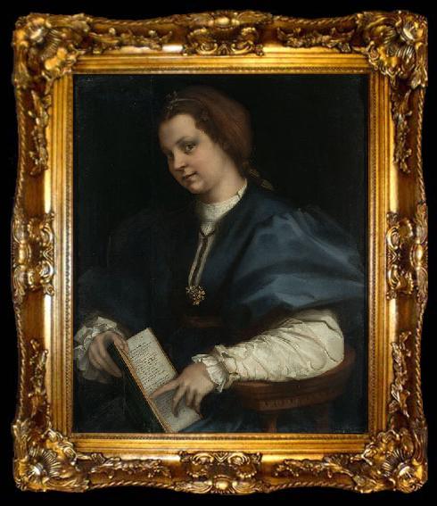 framed  Andrea del Sarto Lady with a book of Petrarch